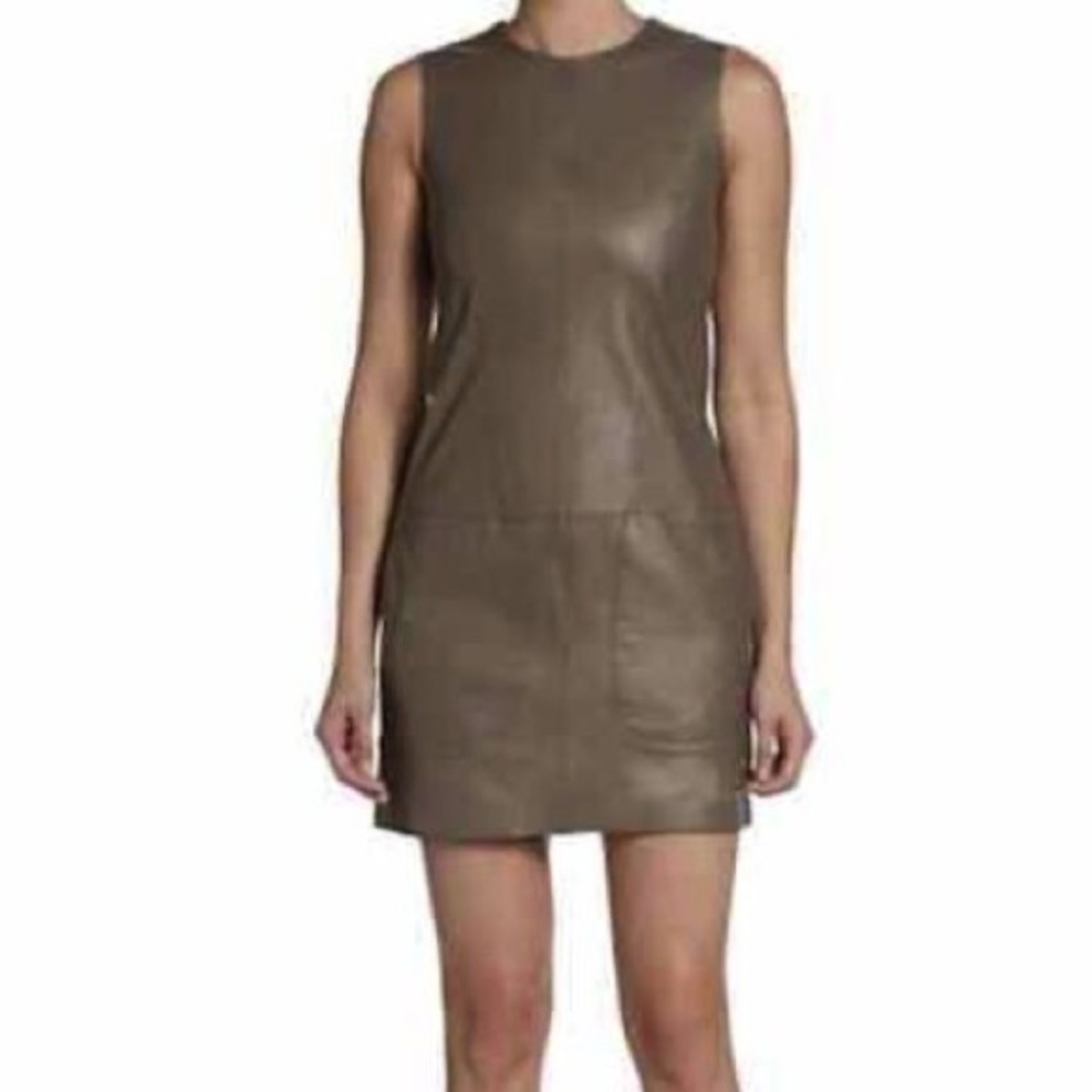 Vince Leather Mini Shift Dress